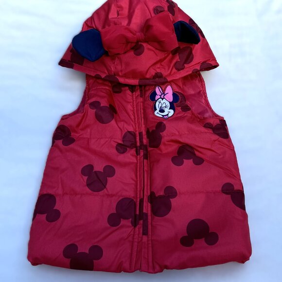 Disney Minnie Mouse Toddler Size 18 months Puffy Winter Vest With Mouse Ears - Picture 3 of 13